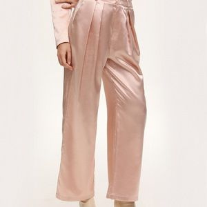 Pink Satin Button Trousers